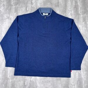 Mountain Khakis Sweater Mens XXL Blue Merino Wool 1/4 Zip Hiking Outdoor